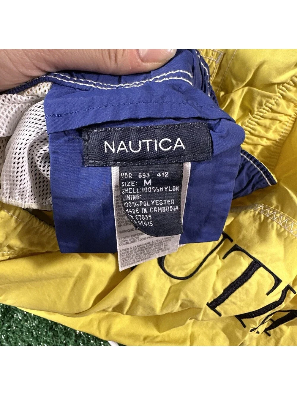 Y2K Nautica Swim Trunks Men Bathing Suit Shorts Size Medium Yellow Drawstrings